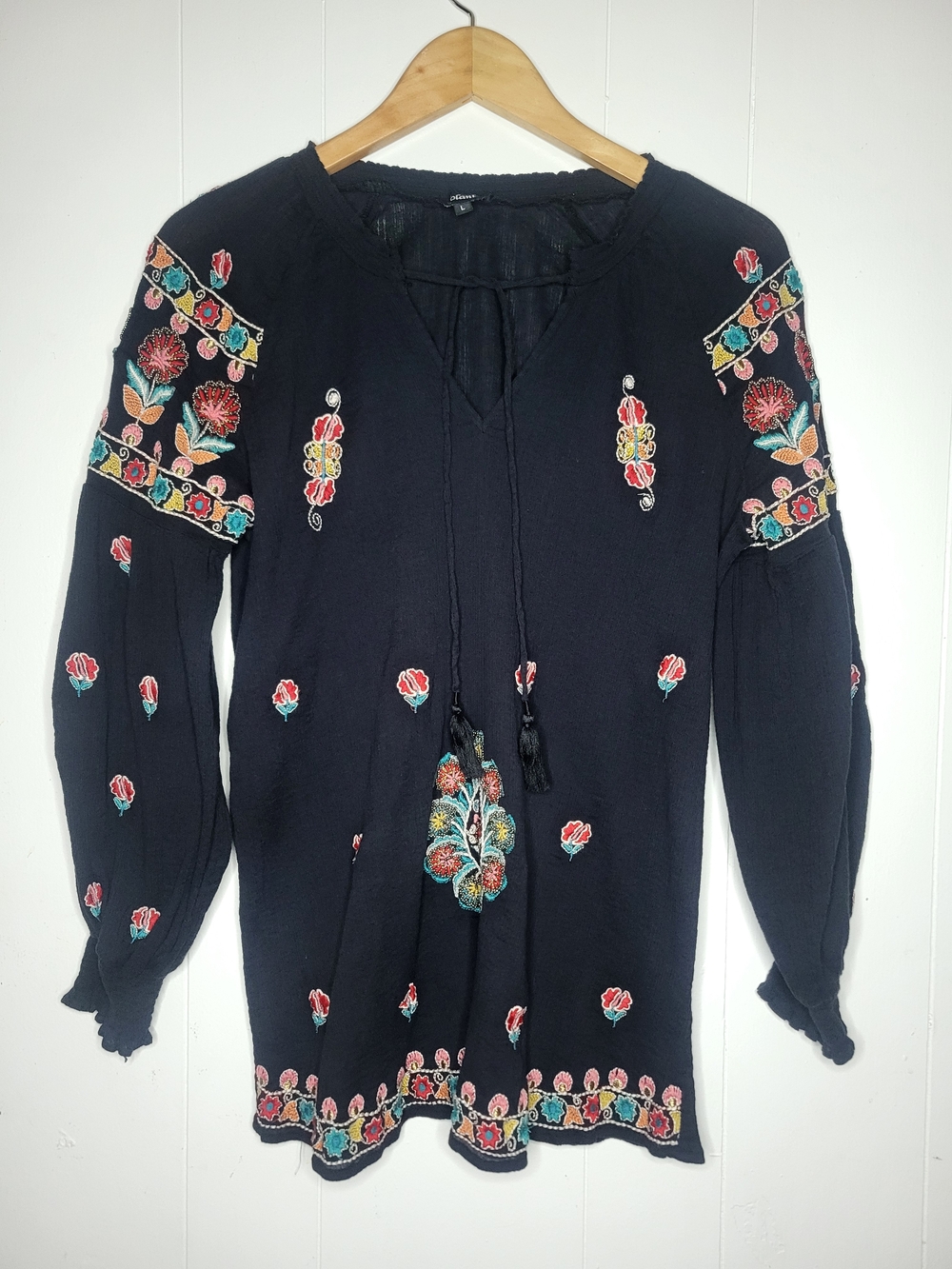 Tolani Black Textured Top with Subtle Sheen